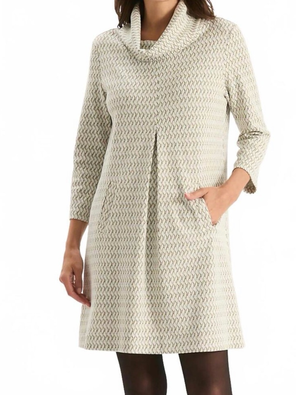 Tyler Boe Kim Knit Cowl Neck Textured Shift Dress Ivory Small NWT NEW